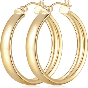 Gold Hoop Earrings for Women 14K Gold Hoop Earrings for Women Large Minimalist Womens Earring Hoops 25 MM / 30 MM