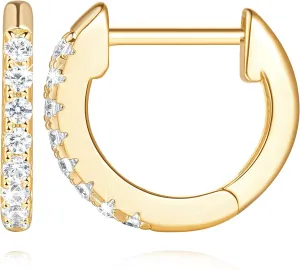 Gold Hoop Earrings for Women Small 14K Gold Earrings with Cubic Zirconia Lightweight Timeless Womens Hoop Earring for Women 12mm