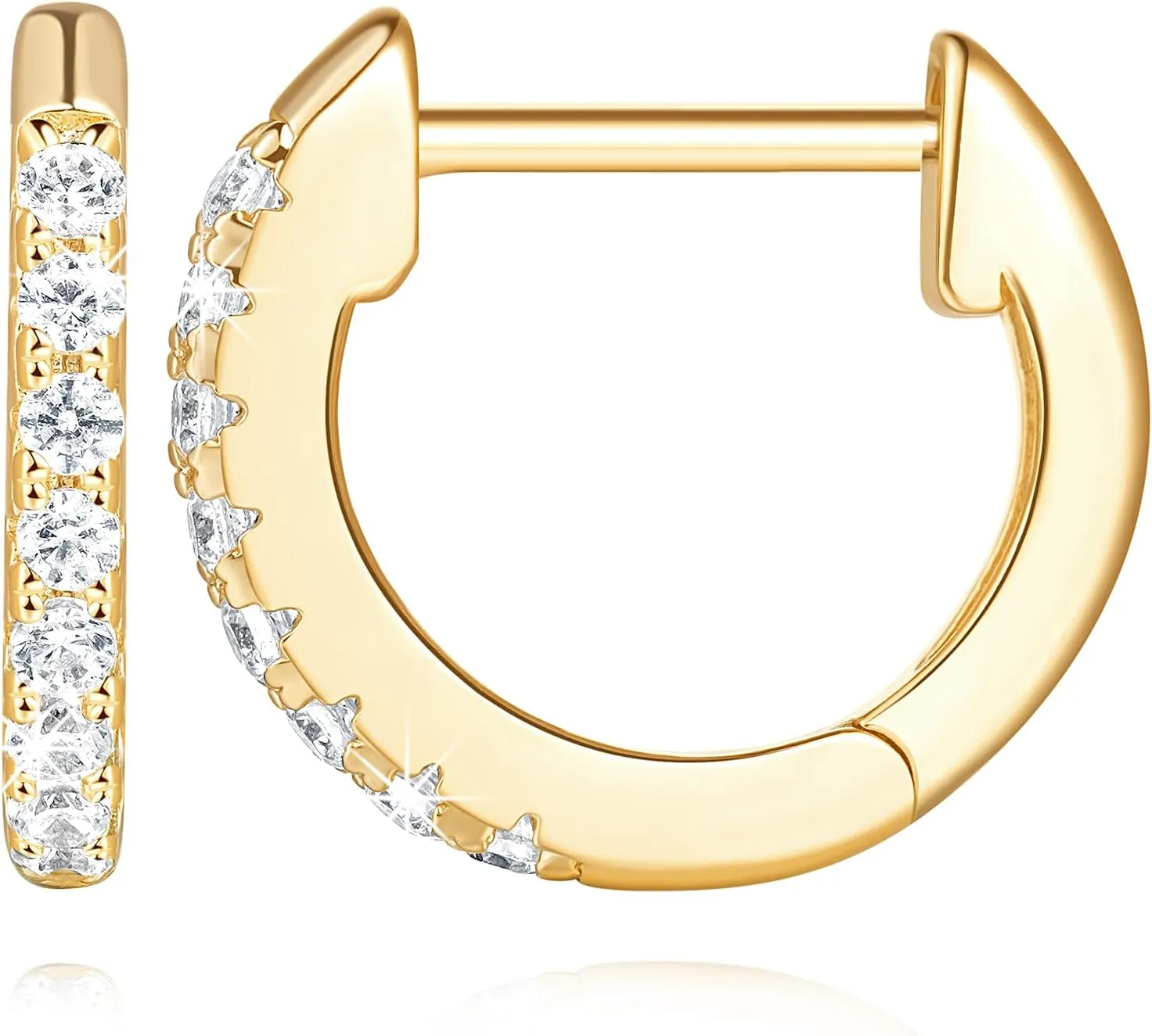 Gold Hoop Earrings for Women Small 14K Gold Earrings with Cubic Zirconia Lightweight Timeless Womens Hoop Earring for Women 12mm
