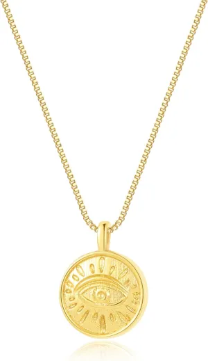 Gold Pendant Necklace for Women, 14K Gold Plated Coin Bee Necklace Dainty Crescent Moon | Star | Body | Evil Eye Necklaces for Women Trendy Gold Jewelry