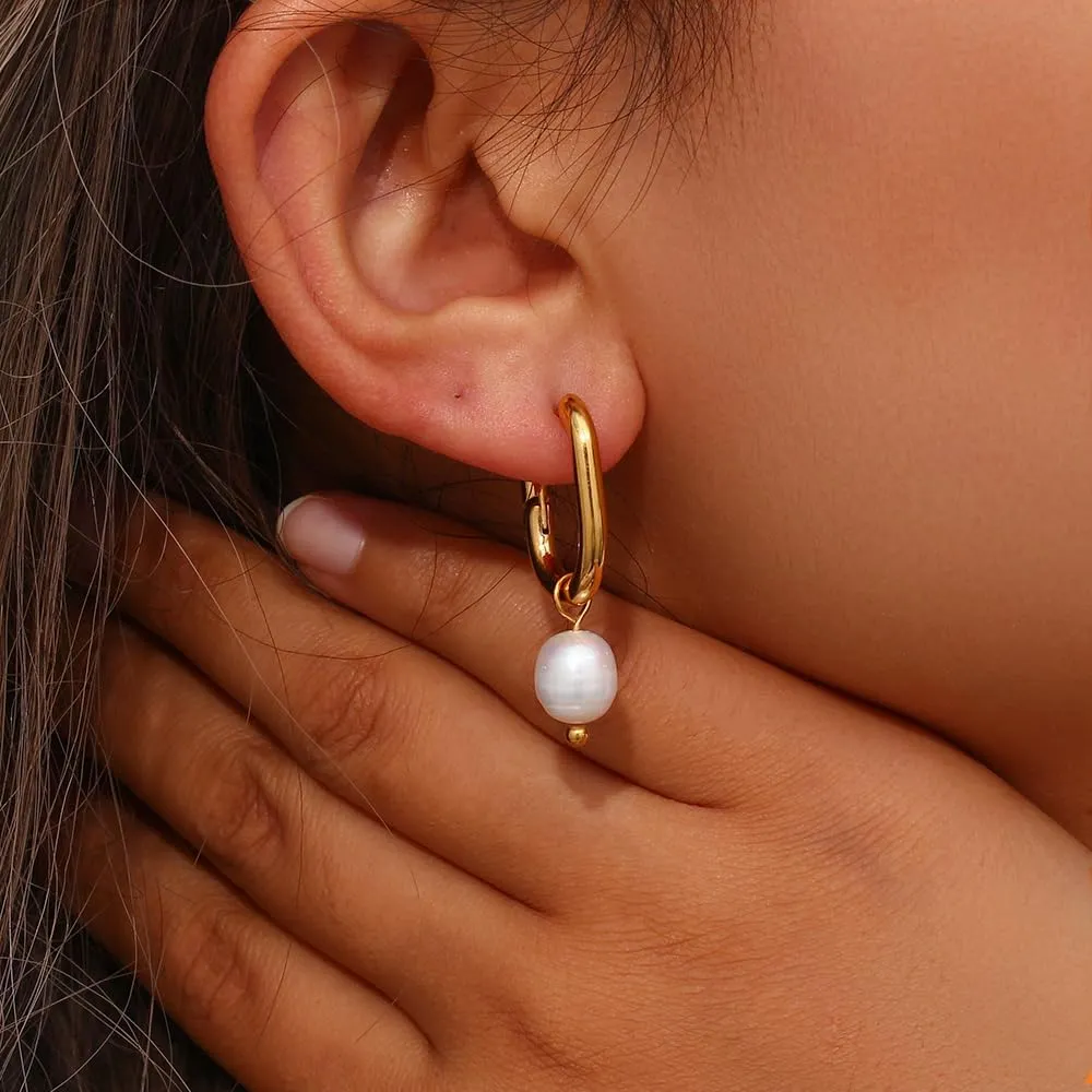 Gold-Plated Gold Earrings  Hypoallergenic, Tarnish-Resistant, Waterproof, High Polished Statement Jewelry, Gold Hoop Earrings for Women, Gift for Her