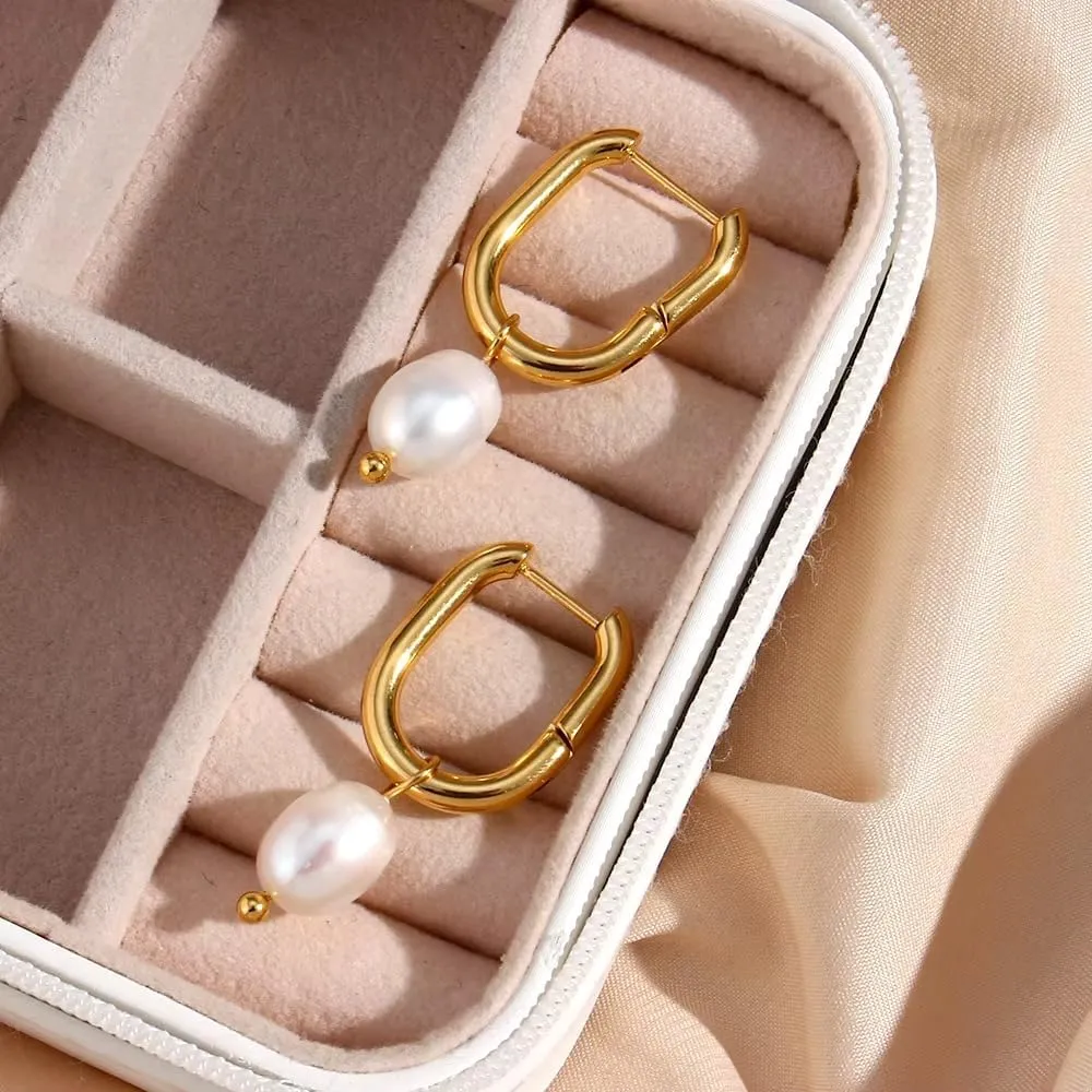 Gold-Plated Gold Earrings  Hypoallergenic, Tarnish-Resistant, Waterproof, High Polished Statement Jewelry, Gold Hoop Earrings for Women, Gift for Her