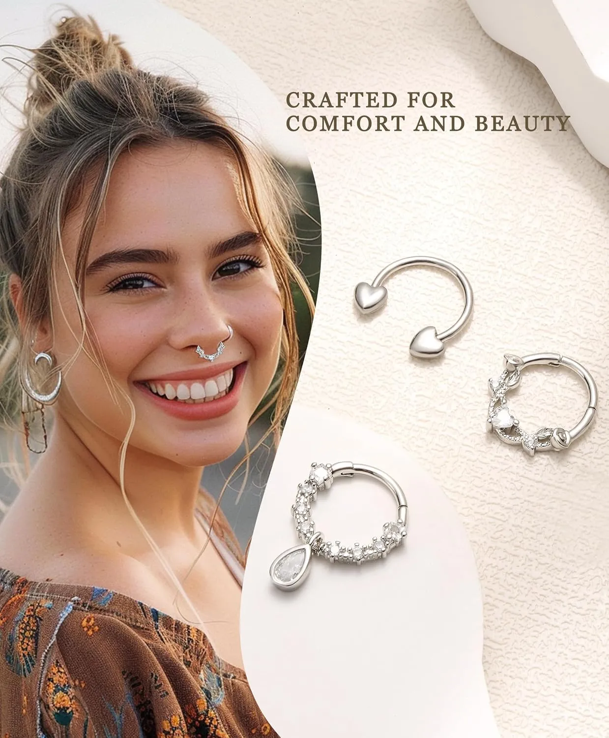 Gold Septum Rings 16g Septum Piercing Daith Clicker Jewelry Nose Ring