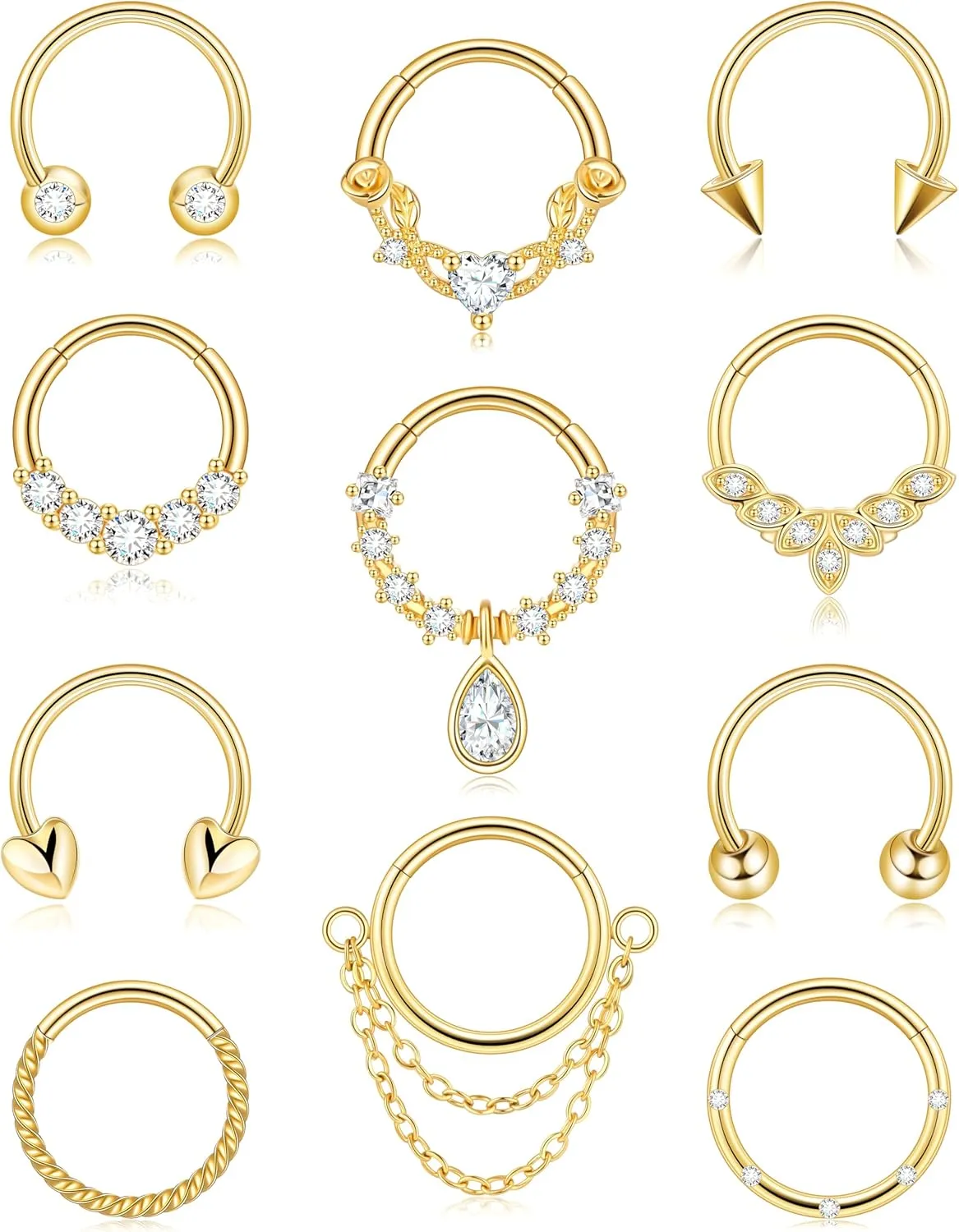 Gold Septum Rings 16g Septum Piercing Daith Clicker Jewelry Nose Ring