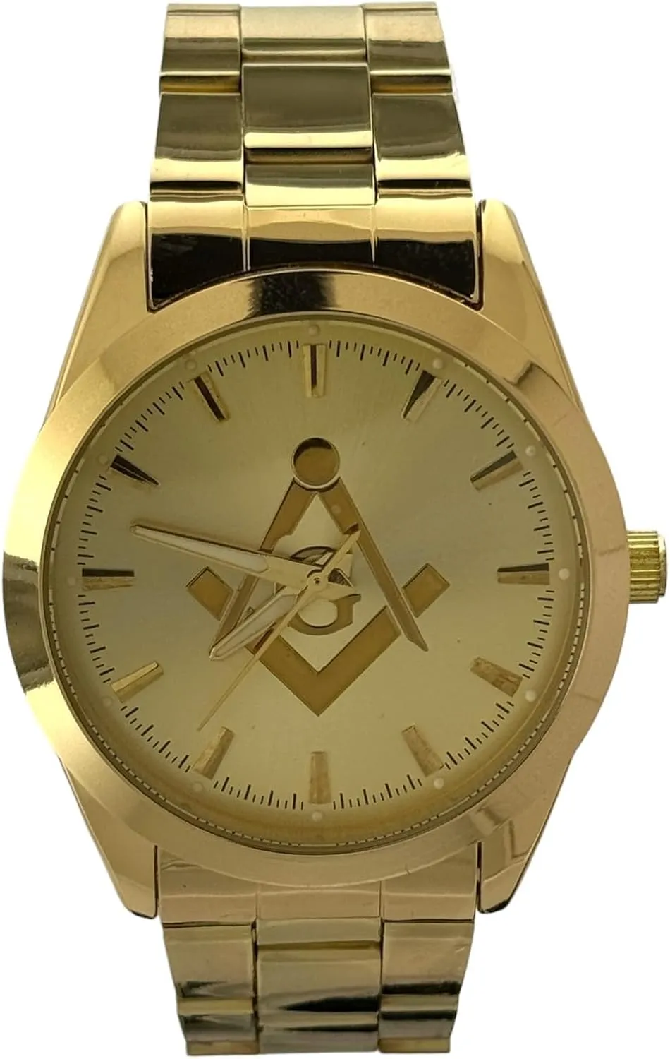 Gold Tone Masonic Watch, Stainless Steel Band WM-1006