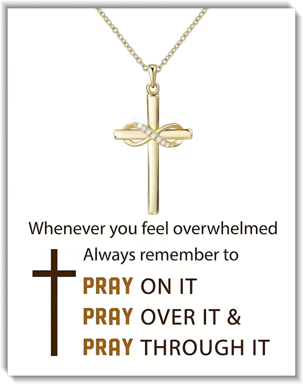 Gold/Silver Cross Necklace For Women,Easter 14K Gold Plated Cross Infinity Necklace Silver CZ Pendant Religious Necklaces Prayer Minimalist Faith Christian Gifts Communion Confirmation Gifts Jewelry