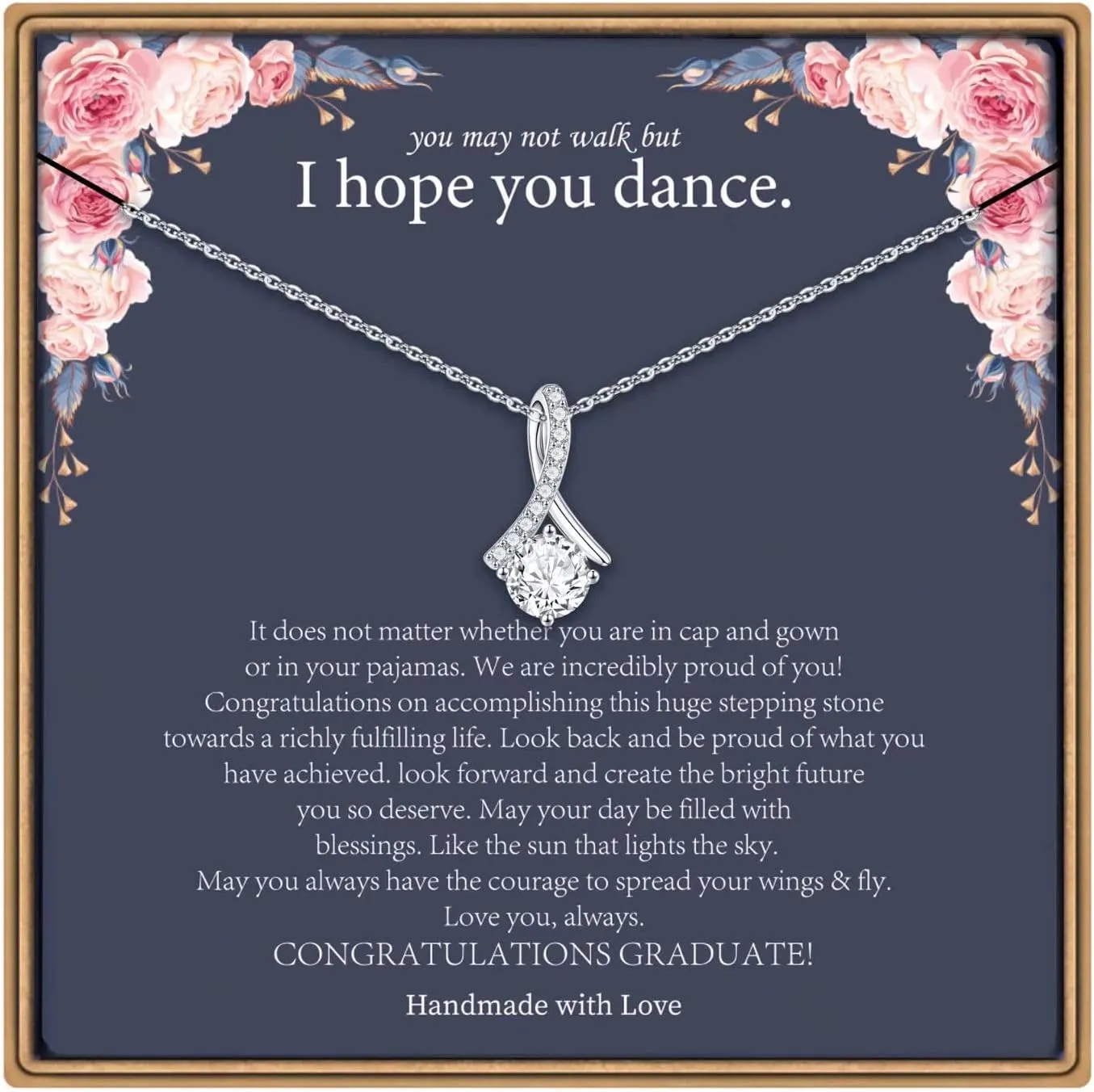 Graduation Gifts for Her - 14K White Gold Plated Graduation Necklaces for Women 2025 Graduation Gifts College Graduation Gifts for Her Women Daughter Granddaughter Niece Gifts