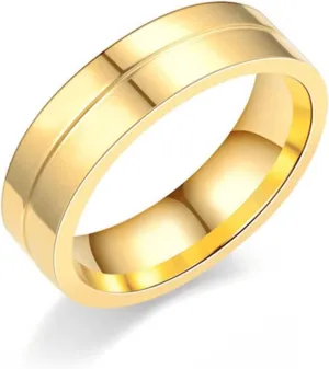 Gualiy 1 Pcs Wedding Couples Rings, Wedding Band for Him and Her Stainless Steel 6MM Polished Band Zirconia Ring Size 5-14