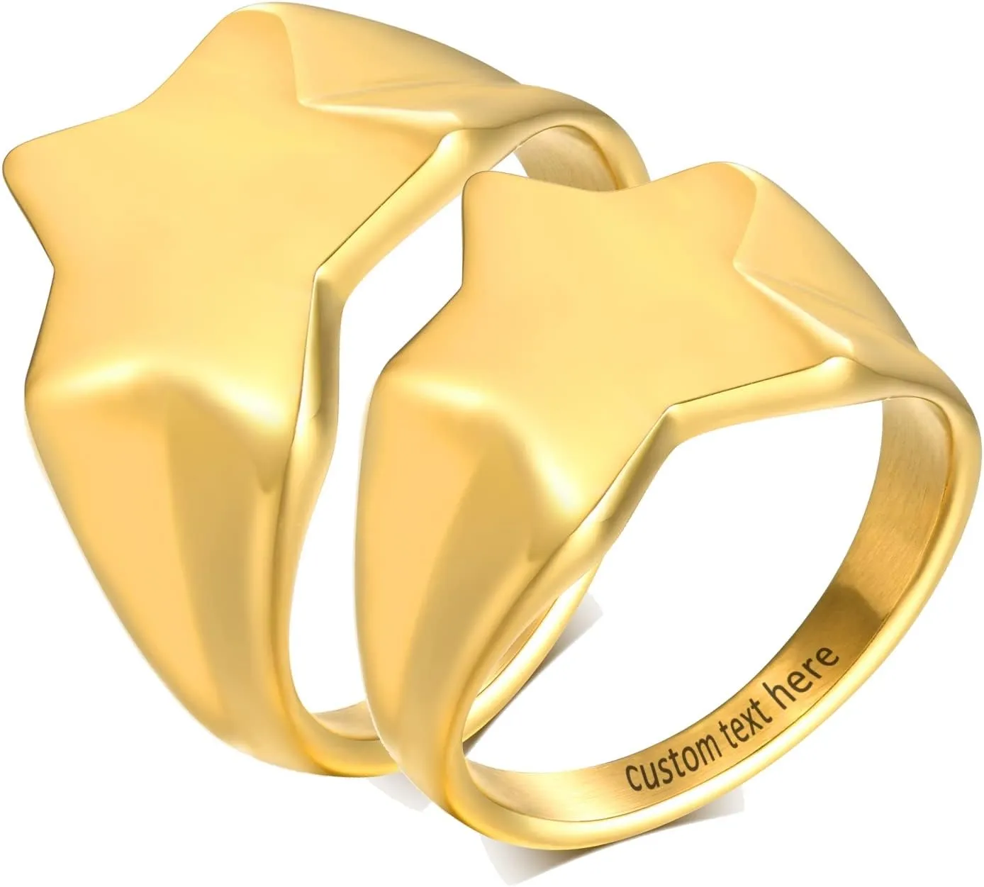 Gualiy Stainless Steel Ring Promise Ring High Polished Star Couple Ring Set Size 6-9