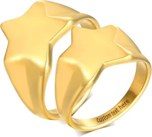 Gualiy Stainless Steel Ring Promise Ring High Polished Star Couple Ring Set Size 6-9