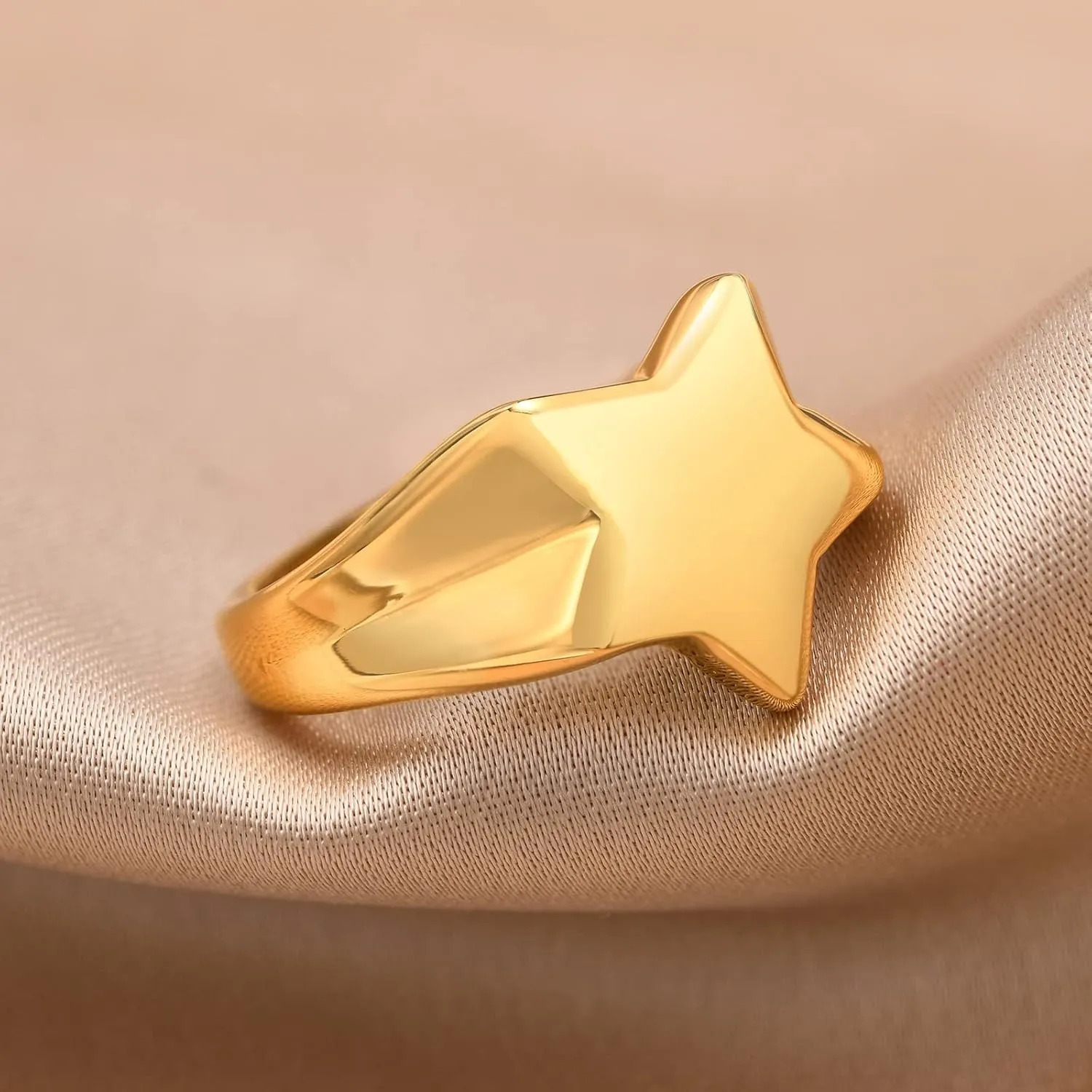 Gualiy Stainless Steel Ring Promise Ring High Polished Star Couple Ring Set Size 6-9