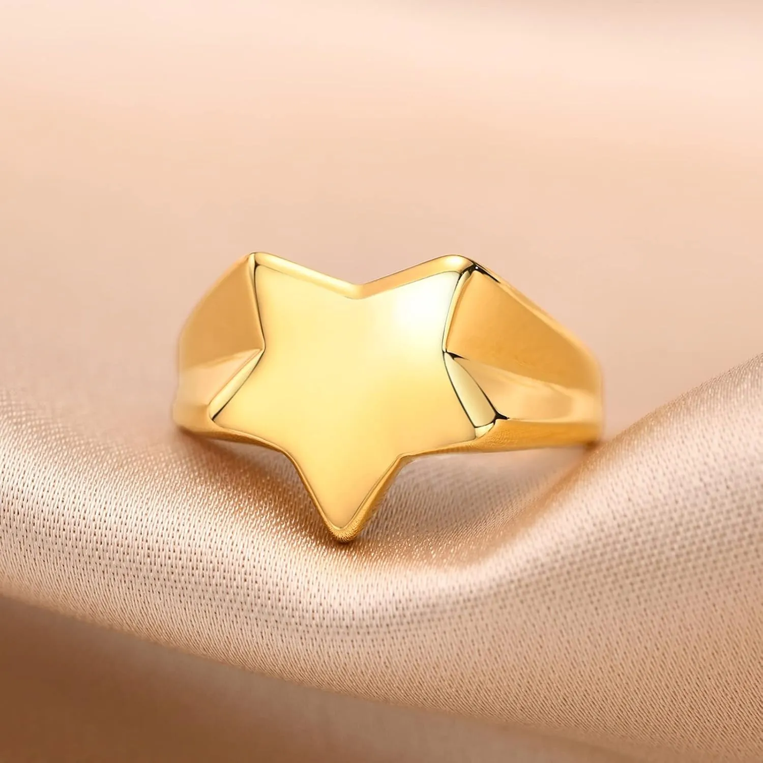 Gualiy Stainless Steel Ring Promise Ring High Polished Star Couple Ring Set Size 6-9