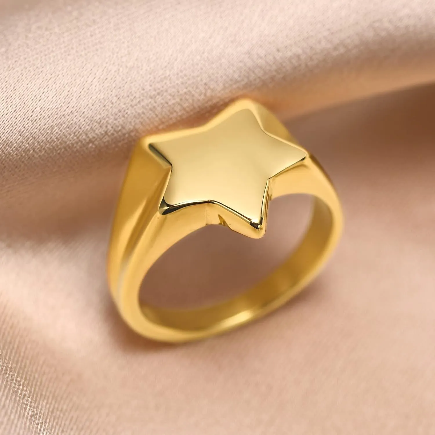 Gualiy Stainless Steel Ring Promise Ring High Polished Star Couple Ring Set Size 6-9