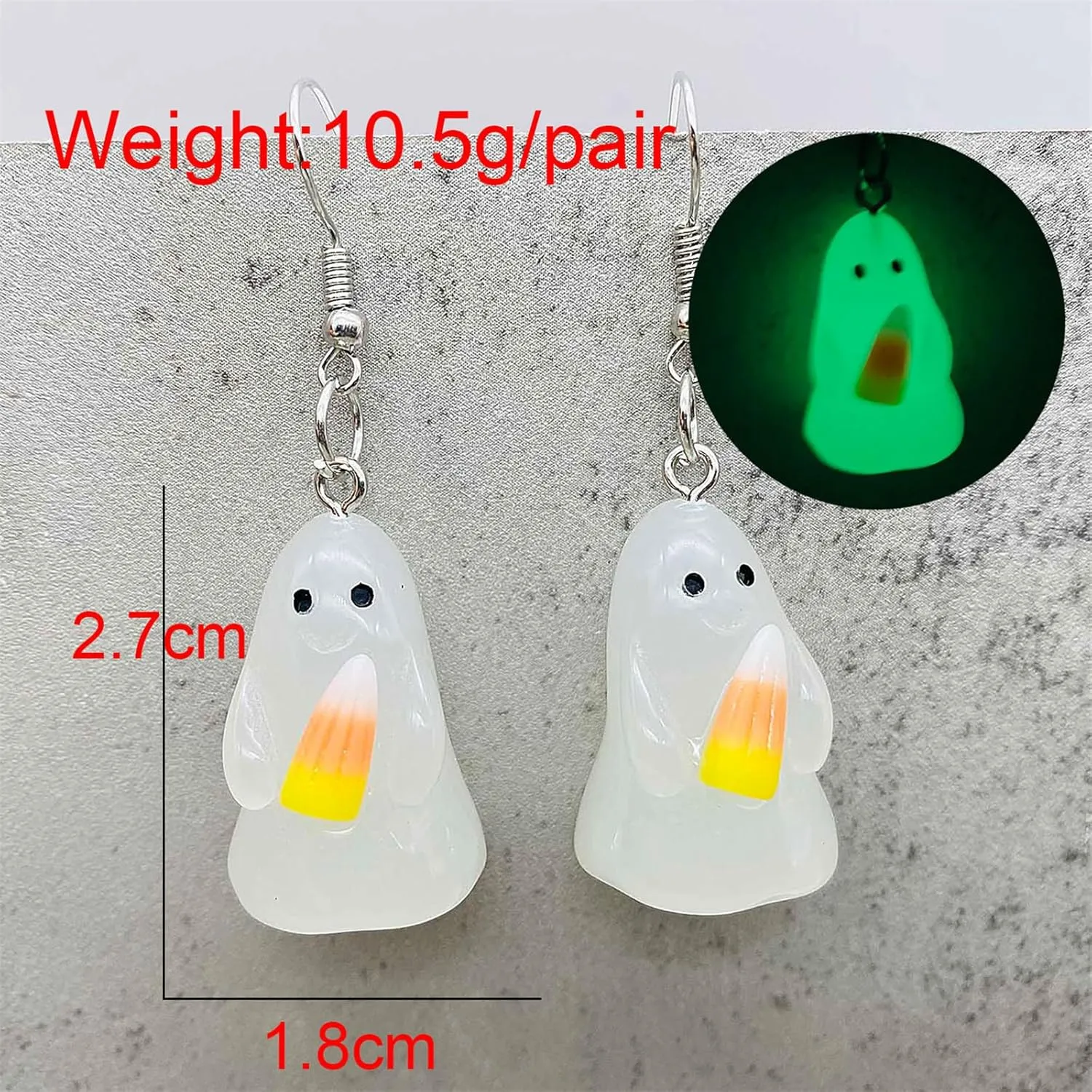 Halloween Ghost Earrings Funny Charm 3D Resin Evil Pumpkin Candy Corn Bloody Ghost Glow-in-The-Dark Transparent Spooky Dangle Drop Earrings for Women Goth Halloween Cosplay Christmas Party Fashion Jewelry