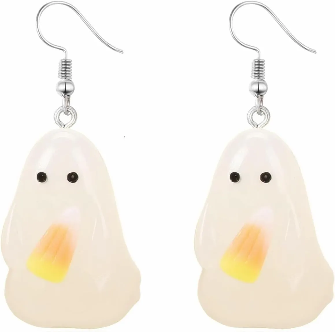 Halloween Ghost Earrings Funny Charm 3D Resin Evil Pumpkin Candy Corn Bloody Ghost Glow-in-The-Dark Transparent Spooky Dangle Drop Earrings for Women Goth Halloween Cosplay Christmas Party Fashion Jewelry