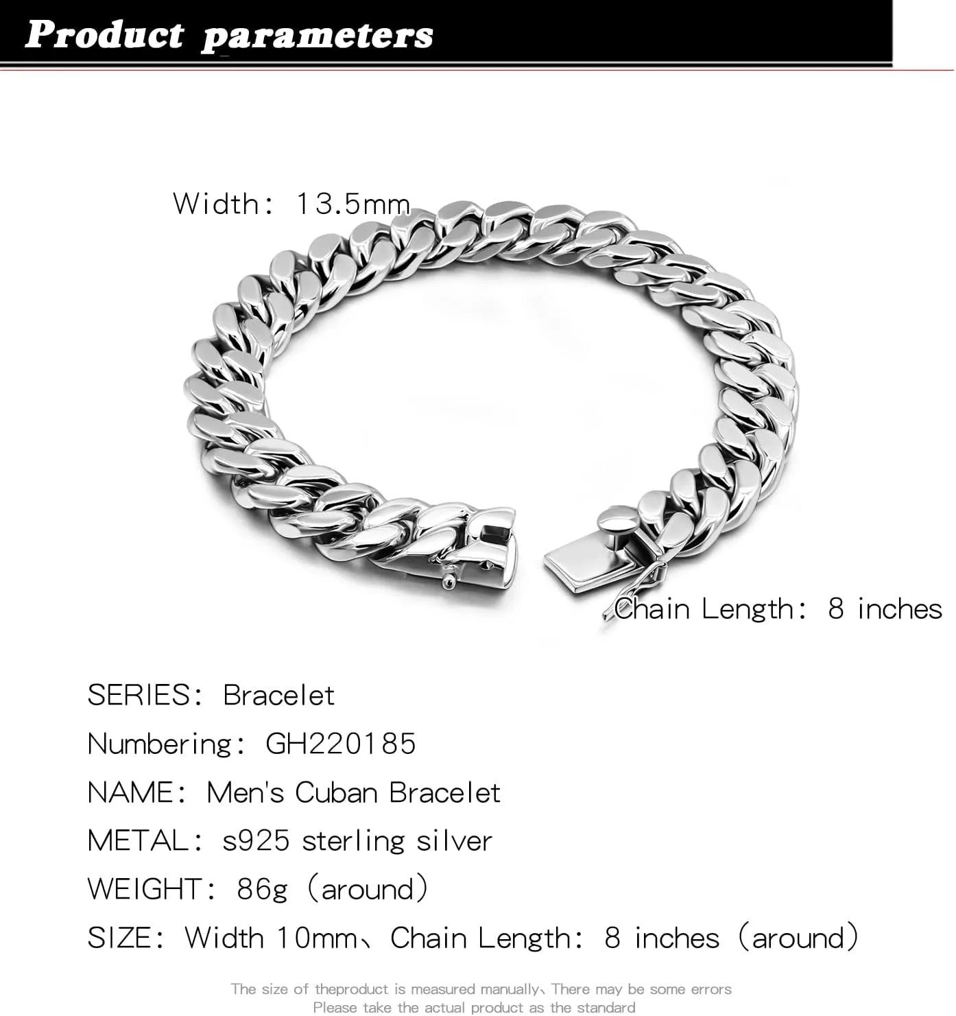 H&Beautimer 925 Sterling Silver Italian Handmade - 0.25-0.5'' Classic Miami Cuban Chain Bracelet For Men - Party Fine Jewelry Original Silver Bracelet 7-10'' Length