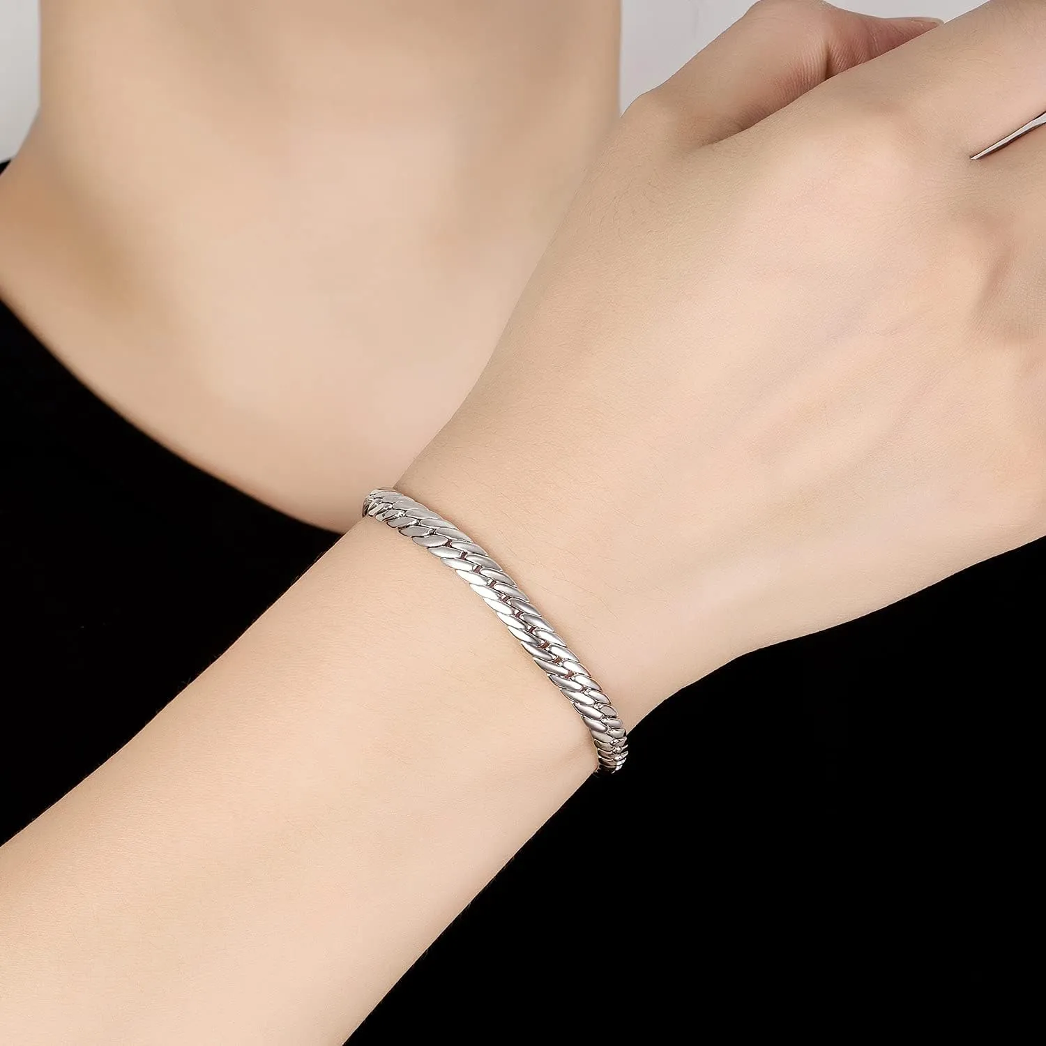H&Beautimer Fashion 925 Sterling Silver Flat Snake Chain Bracelet Men Golden 6mm-7 "8" 9" Curb Cuban Solid Link Bangle Jewelry Gift
