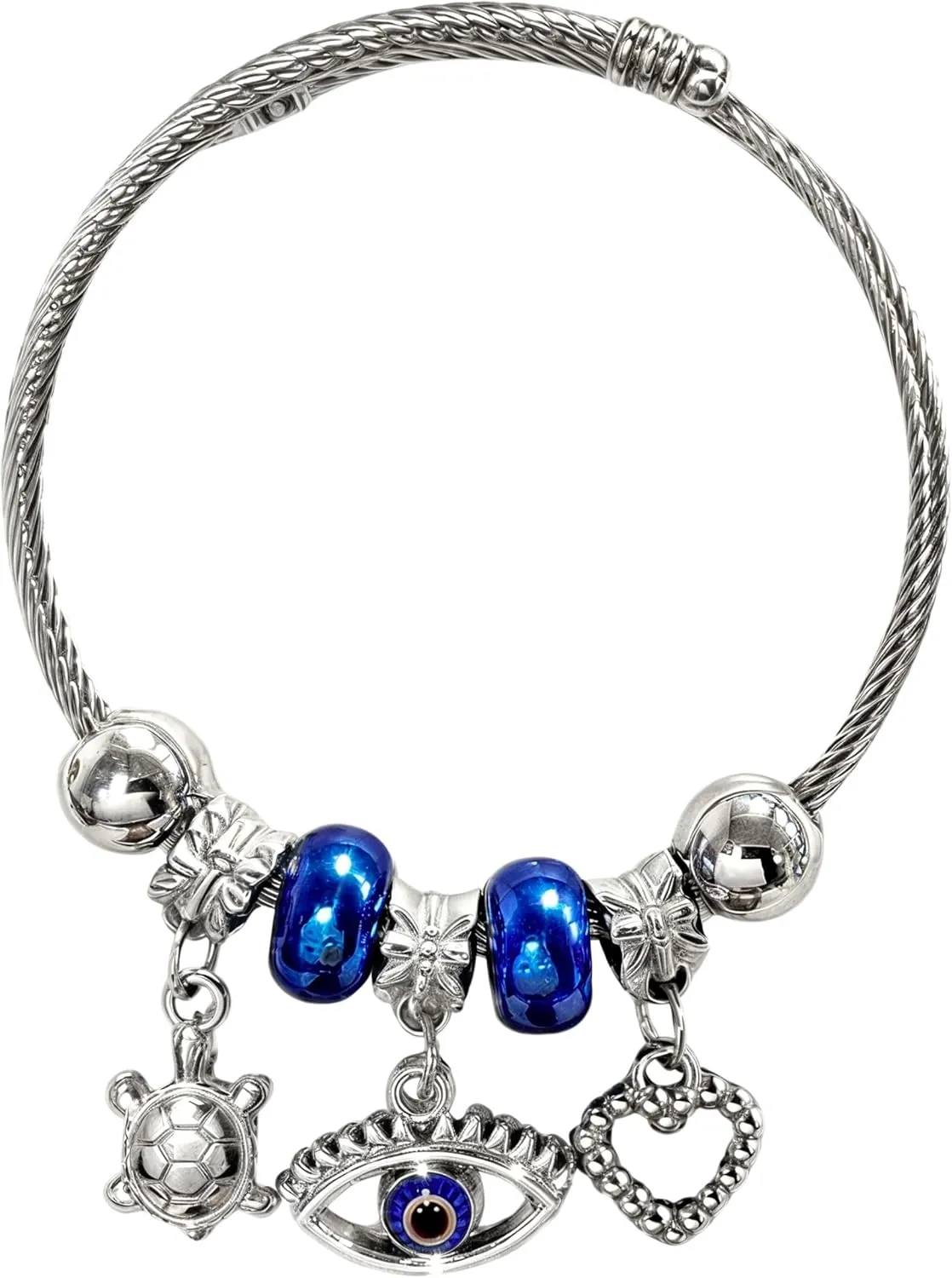 Hamsa Hand Evil Eye Dangling Charm Protection Bracelet friendship bracelets Stainless Steel Bangle jewelry Suitable for Women Birthday Gifts