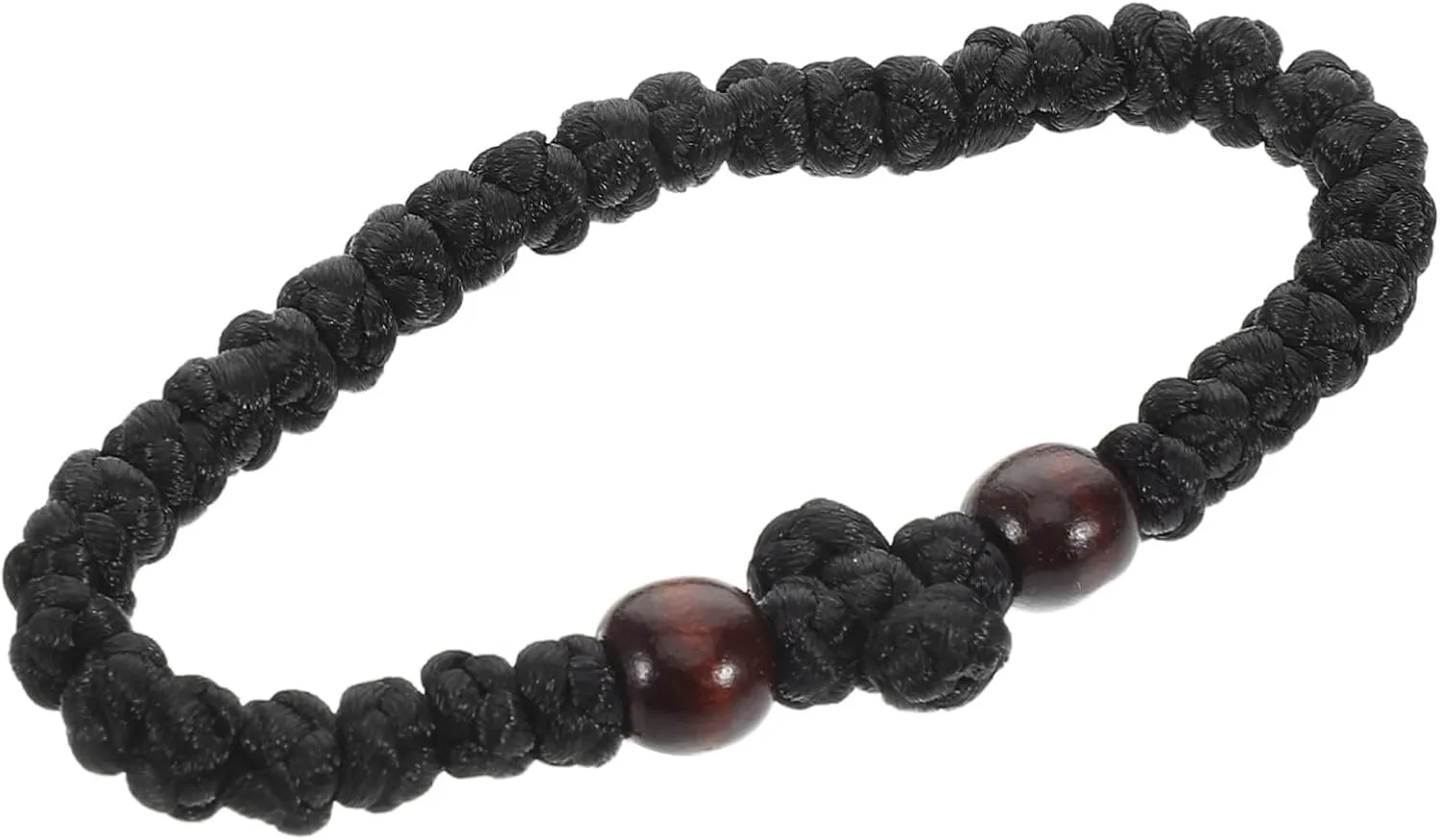 Handmade Beaded Wood Bracelet for Women Woven String Prayer Bead Jewelry Aesthetic Religious Accessory