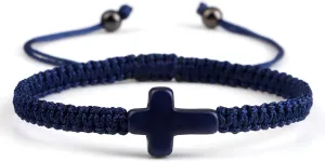 Handmade Colorful Braided Rope Cross Lucky Protection Pray String Bracelet Inspirational Religious Christian Friendship Couple Adjustable Wrist Jewelry for Women Men