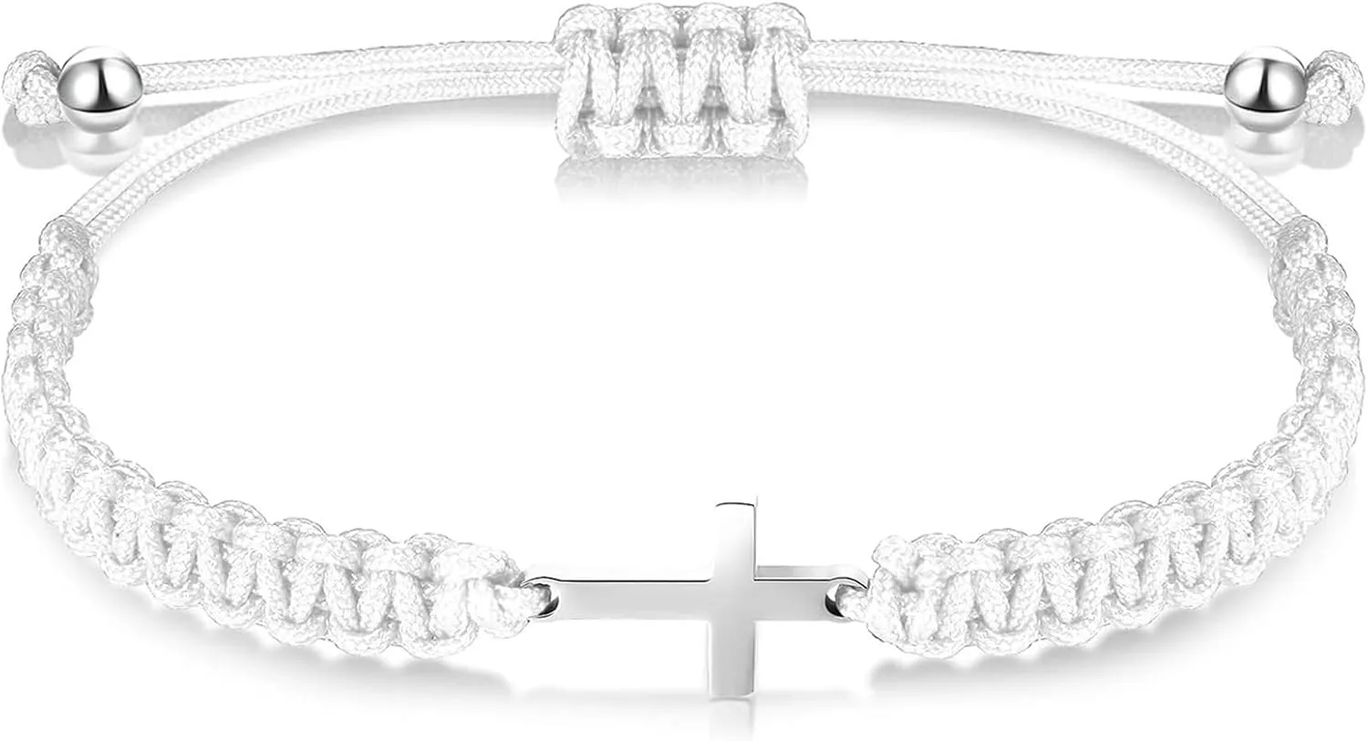 Handmade Friendship Cross Bracelet White String Rope Braided Adjustable Matching Couple Bracelets for Women Men Lucky Protection Jewerly
