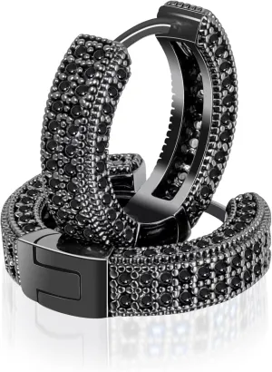 HELLOICE Hoop Earrings Iced Out Cubic Zirconia Huggie Cartilage Cuff Diamond Hypoallergenic Round Circle Earrings Hoop Earrings 5A CZ Stones Lightweight for Men