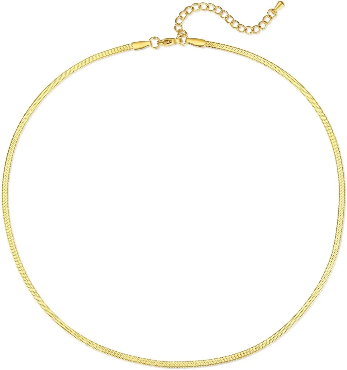 Herringbone Necklace for Women, 2.5-5mm Dainty Gold Choker Necklaces, 14K Gold Plated Surgical Stainless Steel Snake Chain Necklace for Women