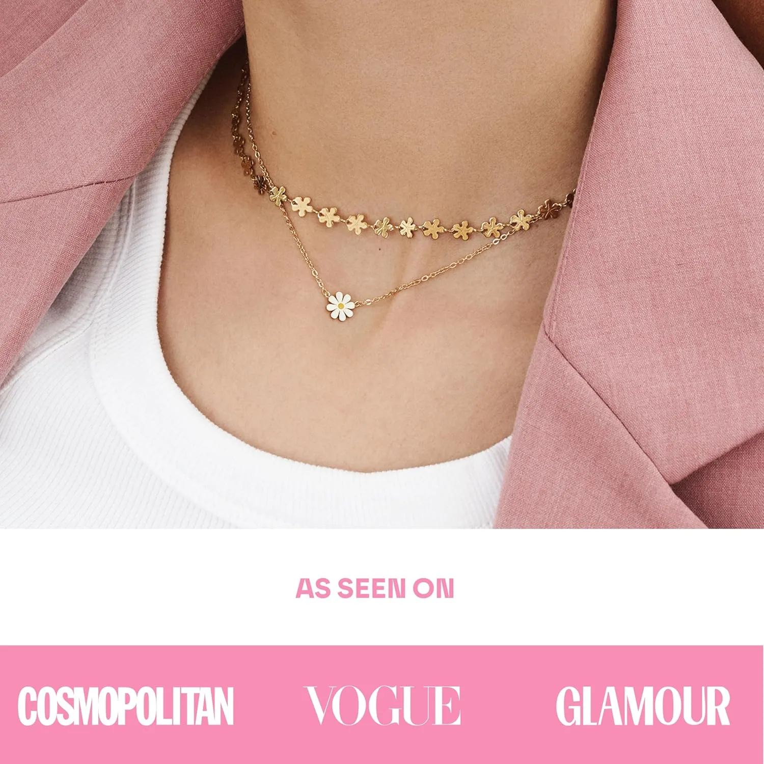 Hey Harper Gold Necklace For Women Trendy Necklace - 14K Golden PVD Coating Waterproof & Sweatproof Non Tarnish Jewelry Chain Necklaces