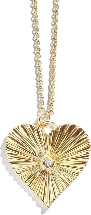 High Frequency Heart Pendant Necklace - Hypoallergenic 21" Gold-Plated Brass with Beautiful Glass Stones