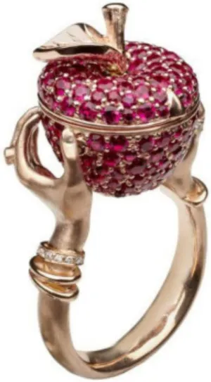 HUKQBUNX 18K Gold unique creative hand holding apple Amethyst full diamond ring, fashion lady style, wedding engagement fashion couple diamond ring, size 6-10