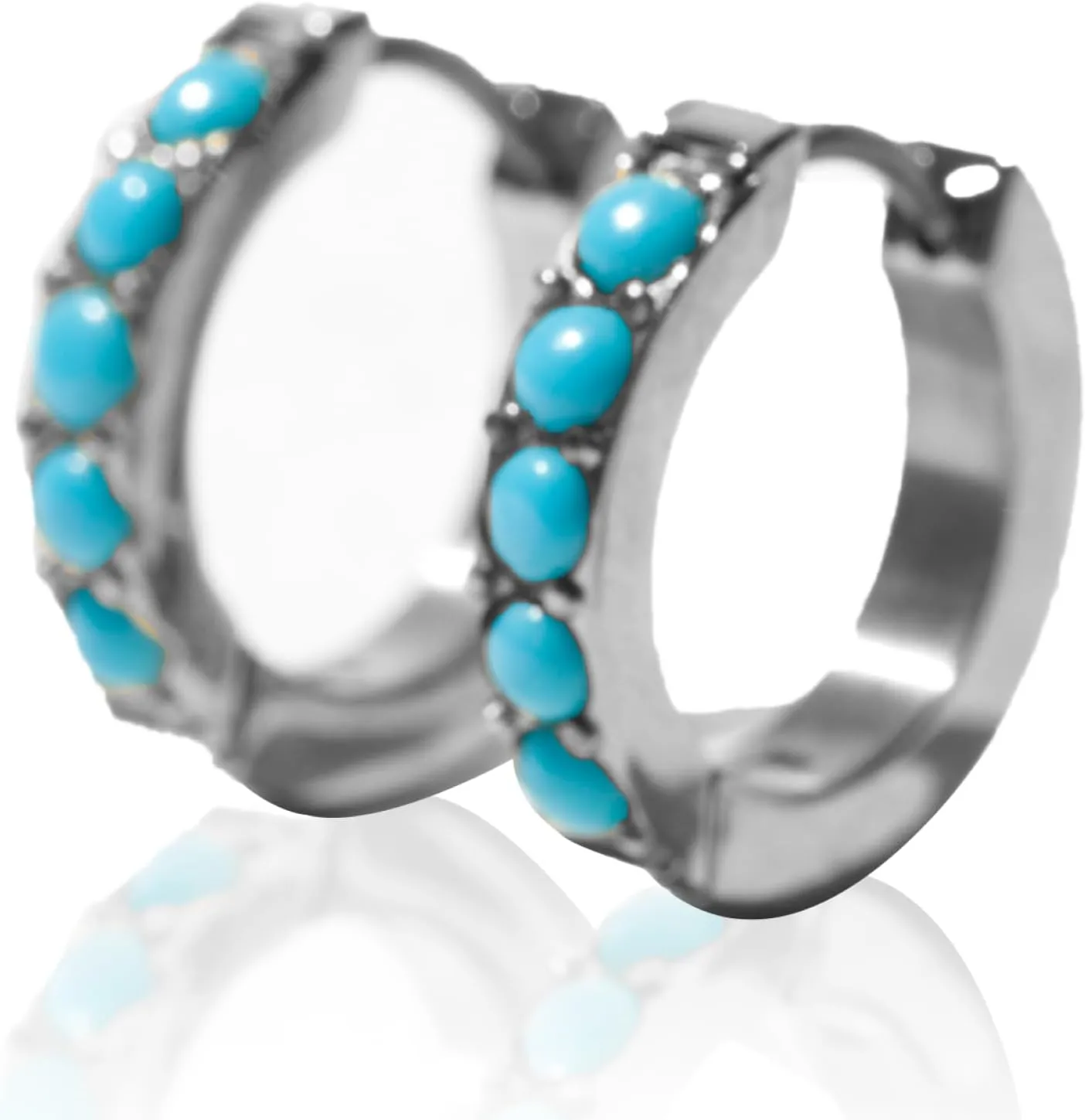 Hypoallergenic Titanium Alana Turquoise Hoop Earrings | Gold Finish | Sensitive Ears | Trendy Women's Earring Set