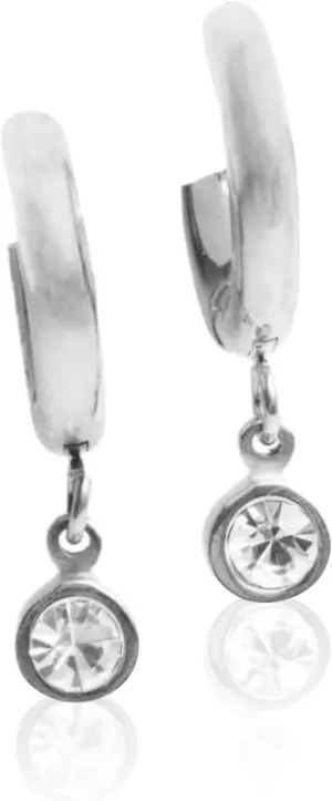 Hypoallergenic Titanium Hoop Earrings With Birthstone Charm | Silver Finish Hoops for Women, Sensitive Ears | Trendy Earring Set
