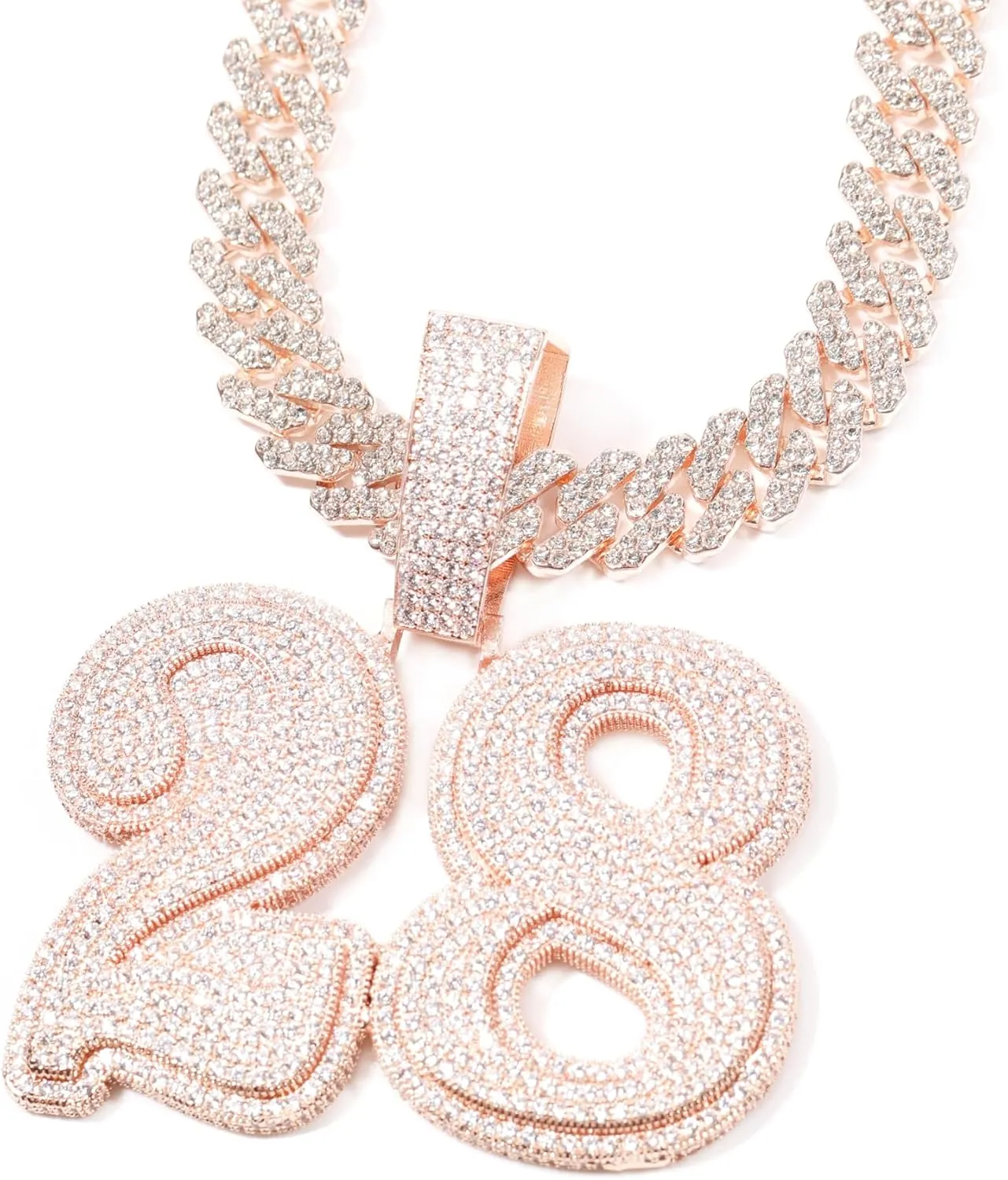 Iced Out Custom Large Name Necklace Chain Personalized Bold Letters Pendants with 12mm Cuban Link Chain,Hip Hop Jewelry Customized Numbers Diamond Nameplate Necklaces for Women and Men