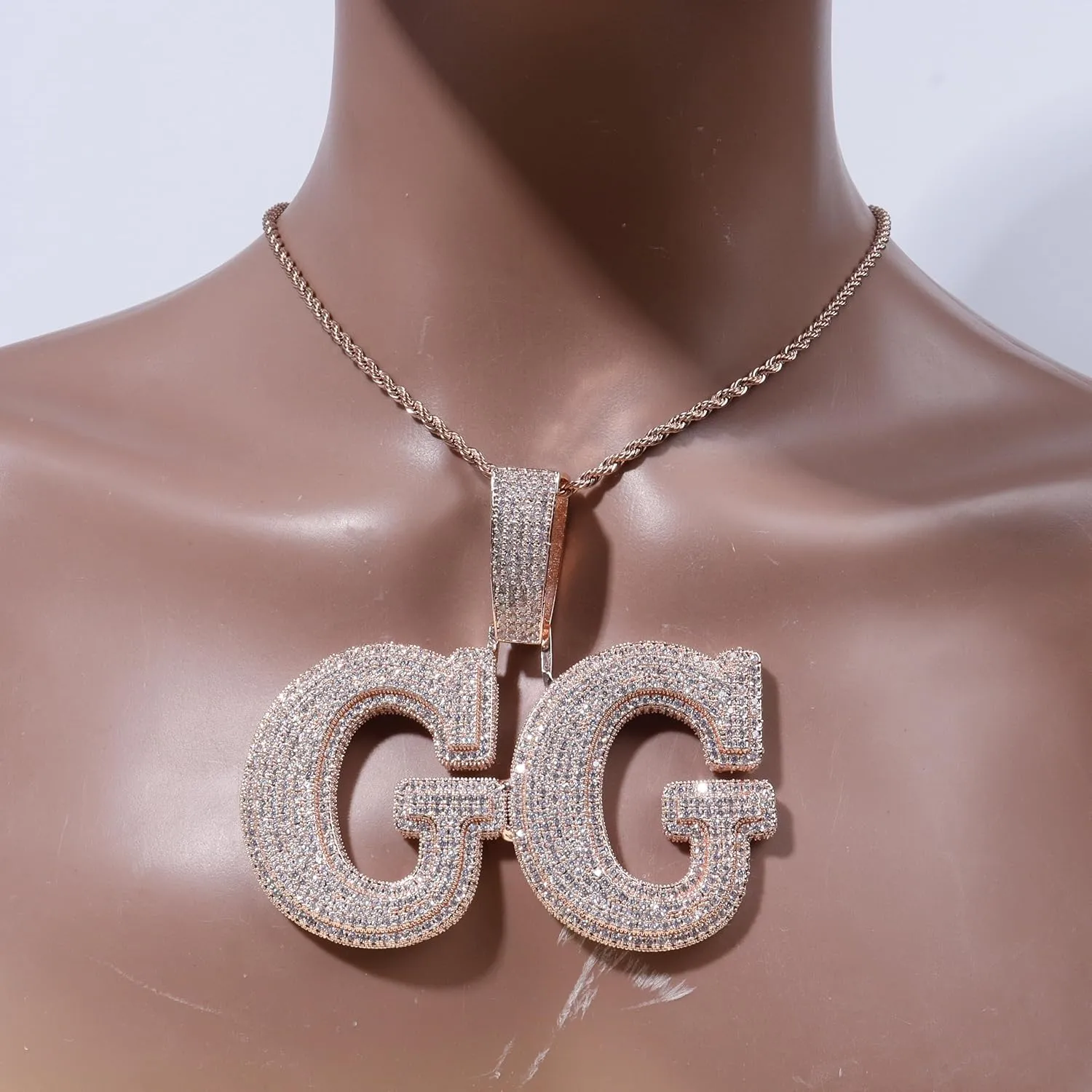 Iced Out Custom Large Name Necklace Chain Personalized Bold Letters Pendants with 12mm Cuban Link Chain,Hip Hop Jewelry Customized Numbers Diamond Nameplate Necklaces for Women and Men