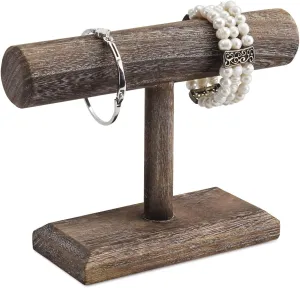 Ikee Design Antique Wooden Display Jewelry Accessory Stand, Bracelet Scrunchie Holder Display for Store, Showcase and Home, Coffee Color, 7.9" W x 2.9" D x 5.5" H