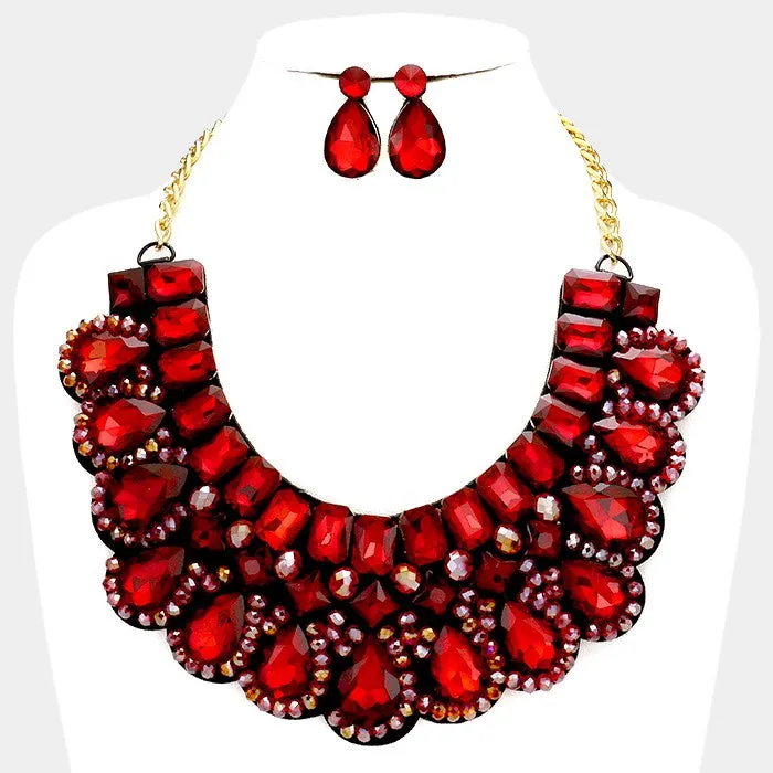 iLLASPARKZ Felt back glass crystal statement necklace