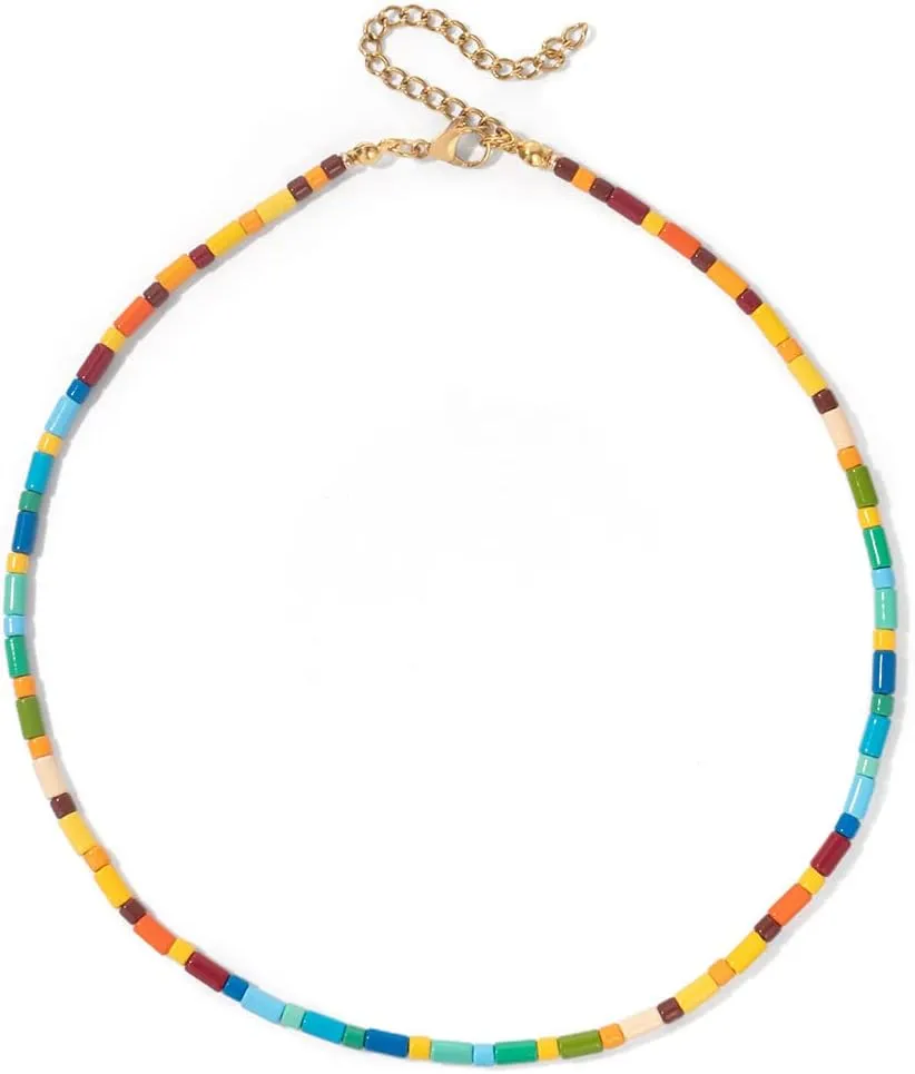 Ins Colorful Choker Beads Necklace Bohemian Layered Chain Necklaces for Women Jewelry Accessories Gifts