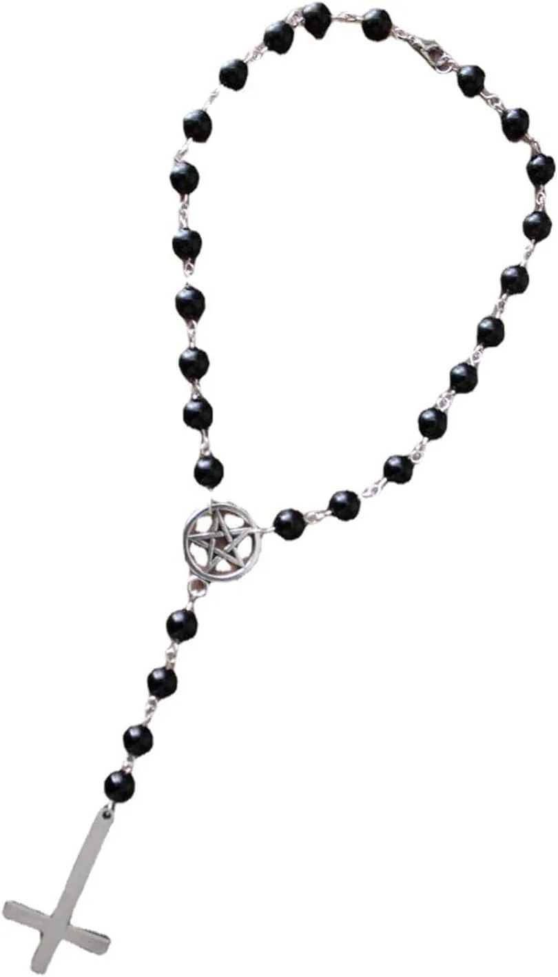Inverted for Cross Pendant Necklace Devil Inverted Gothic Choker Jewelry Accessory for Men Women Party Decor Alloy