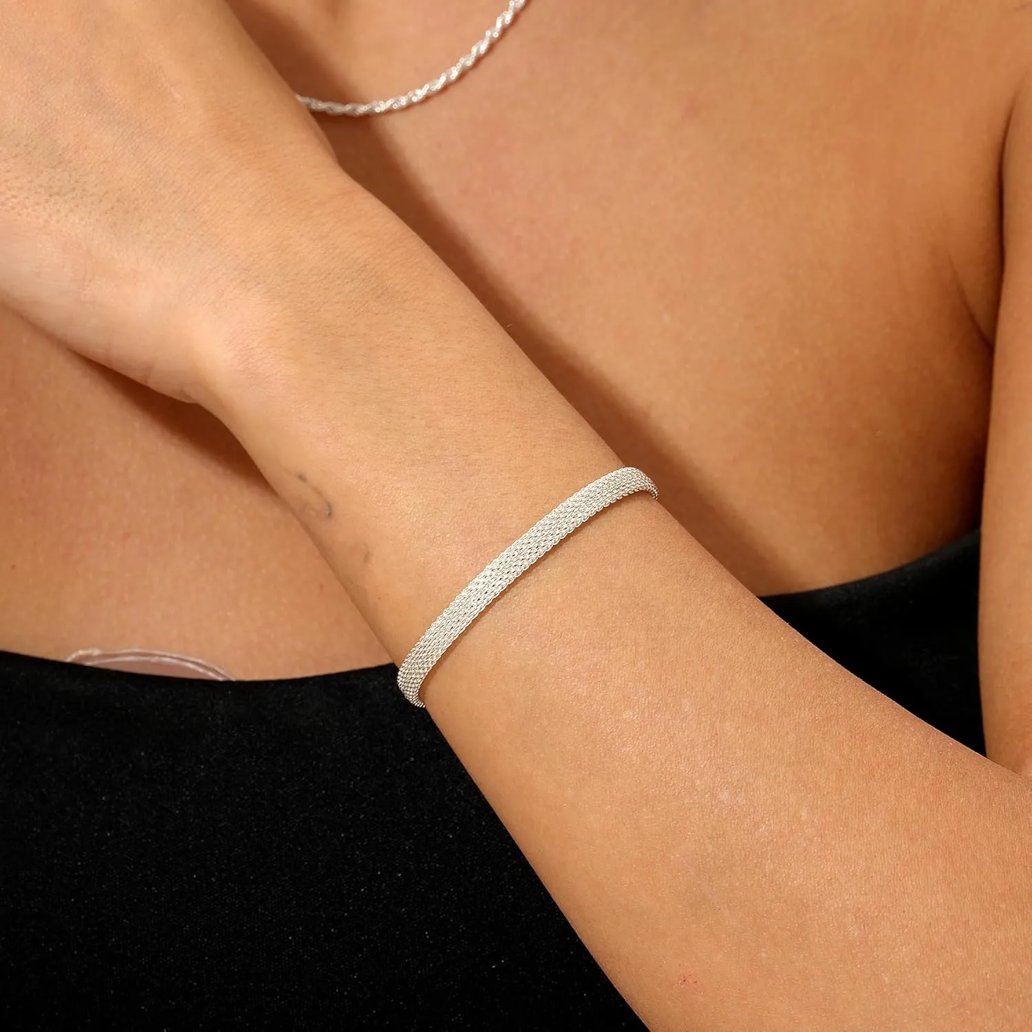 Italian 925 Sterling Silver 5mm Braided Chain Bracelet for Women- Hypoallergenic, Nickel-Free (6.5"-8")
