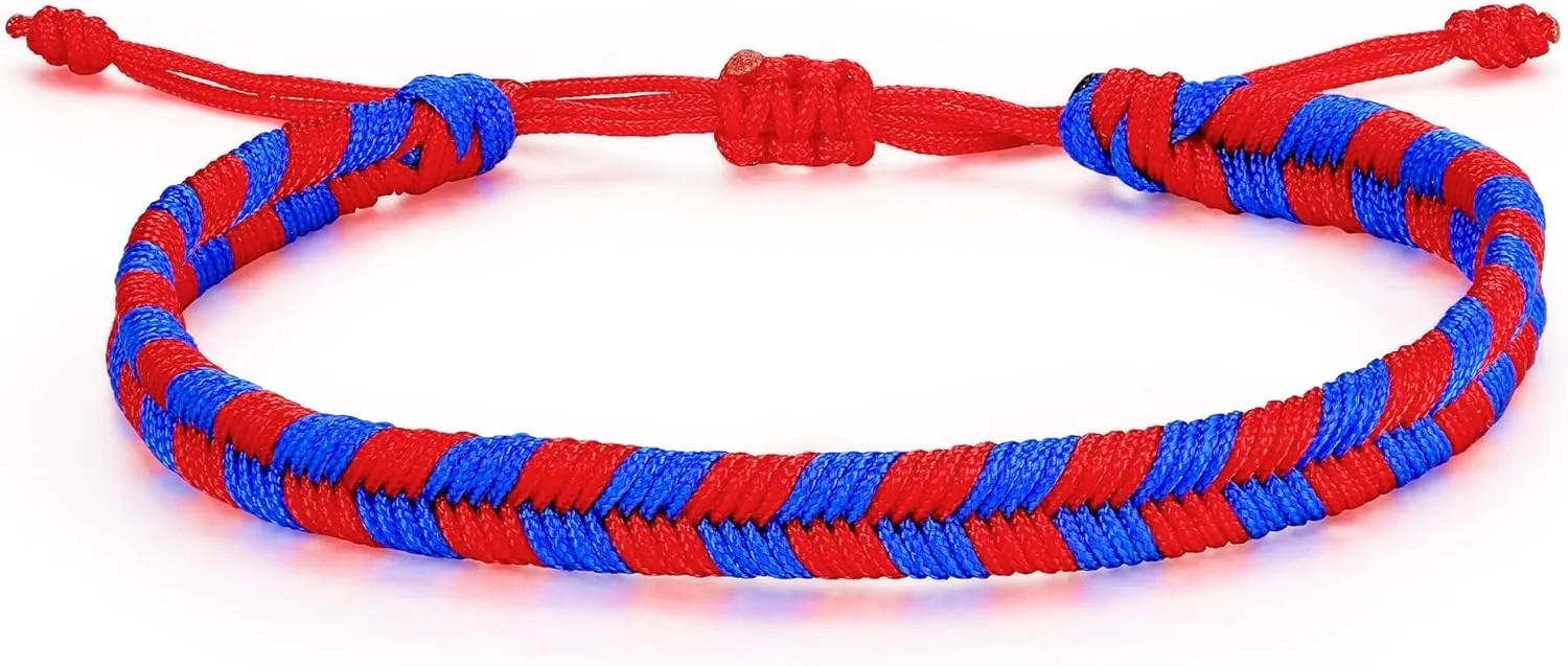 JENDEAR SHINE Braided Rope Bracelet for Men, Plaid Pattern Hand Braided Adjustable Nylon Bracelet, Birthday Friendship Gift for Men.