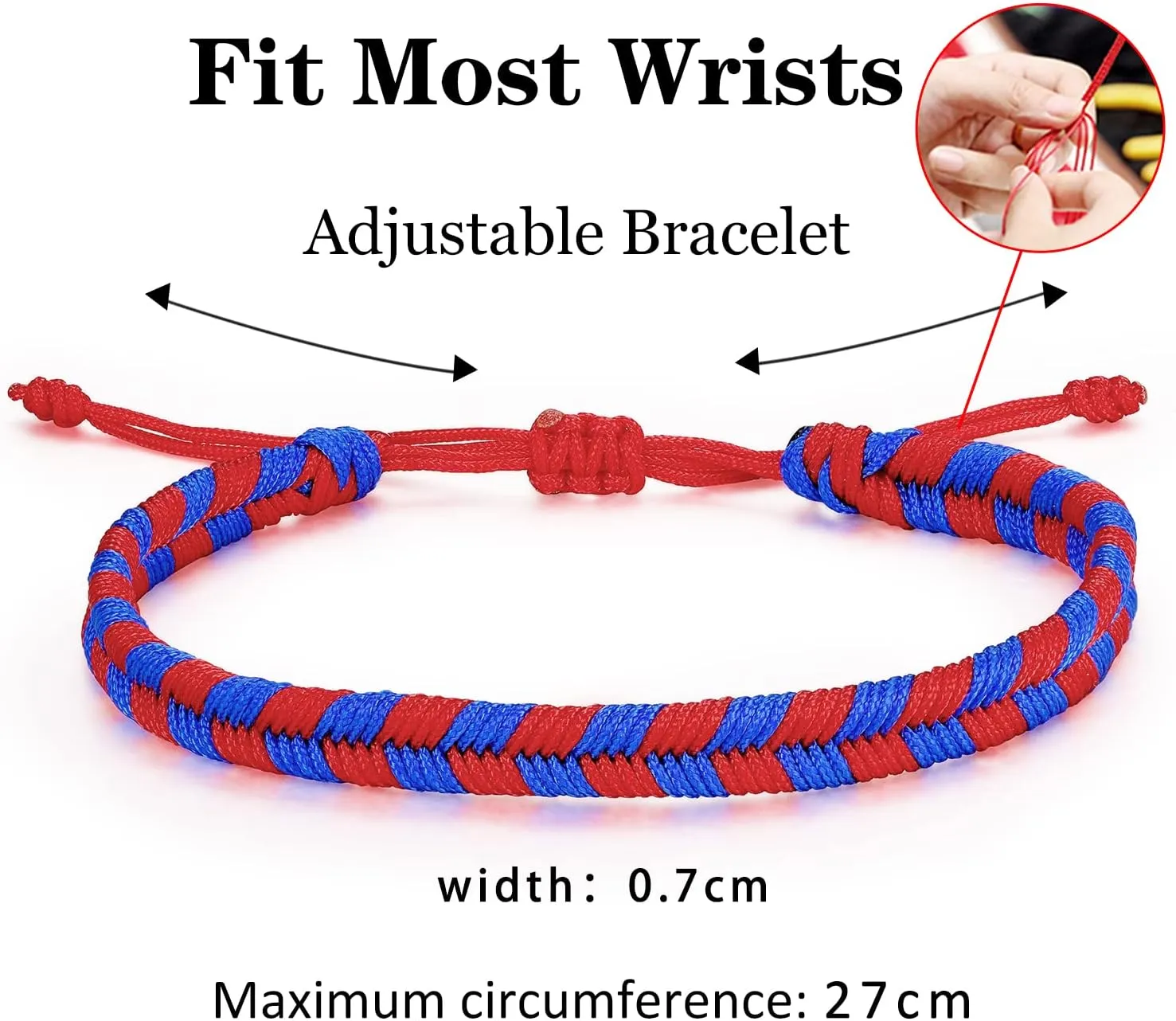 JENDEAR SHINE Braided Rope Bracelet for Men, Plaid Pattern Hand Braided Adjustable Nylon Bracelet, Birthday Friendship Gift for Men.