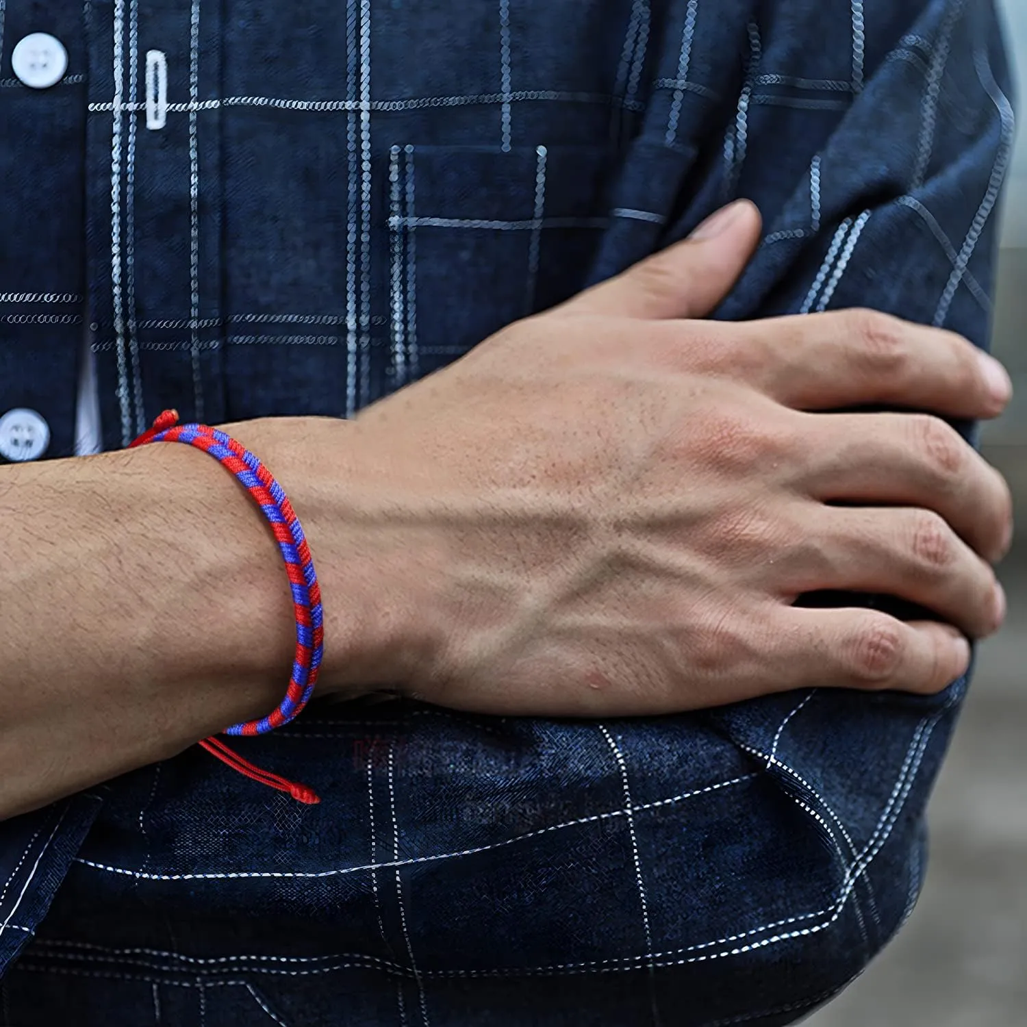 JENDEAR SHINE Braided Rope Bracelet for Men, Plaid Pattern Hand Braided Adjustable Nylon Bracelet, Birthday Friendship Gift for Men.