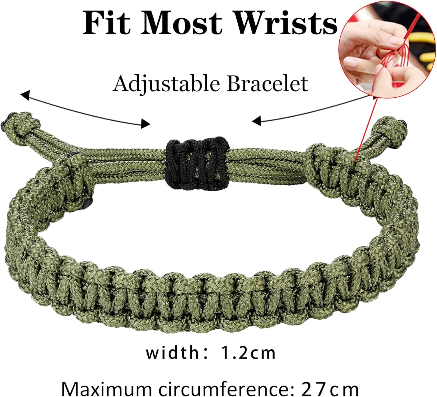 JENDEAR SHINE Men's Nautical Rope Bracelet, Hand Braided Paracord Thread Bracelet, Waterproof Adjustable Outdoor Surf Bracelet