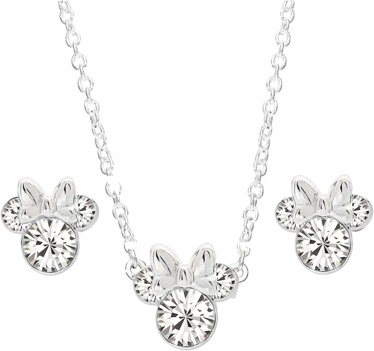 Jewellery Set for Women - Rose Gold 925 Sterling Silver Amethyst Clear Blue Zirconia Mouse Pendant Necklace with cute Mouse Stud Earrings Jewelry Set for Women and Girls