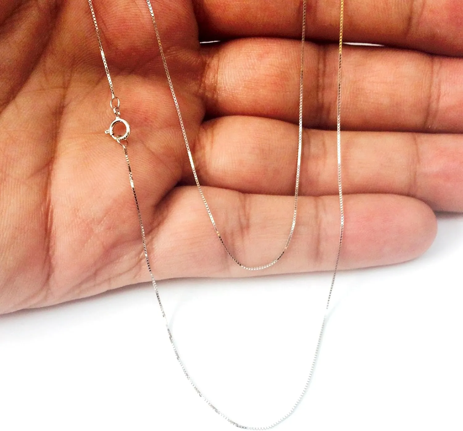 Jewelry Affairs 10k Real Solid Gold Mirror Box Style Chain Necklace, 0.45mm