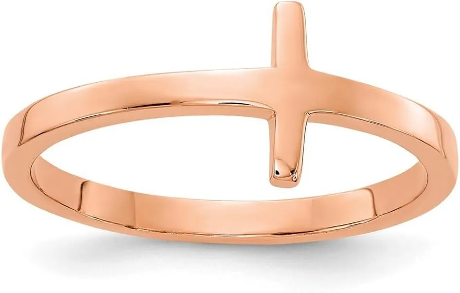 JewelryWeb 10k Rose Gold Sideways Religious Faith Cross Ring Size 7.00 Band Style-Ring for Women