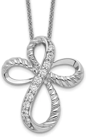 JewelryWeb 925 Sterling Silver Polished Spring-Ring CZ Simulated Diamond Religious Faith Cross Necklace 18 Inch Pendant-Necklace for Women
