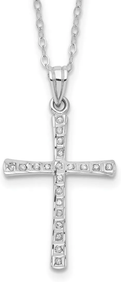 JewelryWeb 925 Sterling Silver Polished Spring-Ring Diamond Mystique 18inch Religious Faith Cross Necklace 19mm Wide Pendant-Necklace for Women
