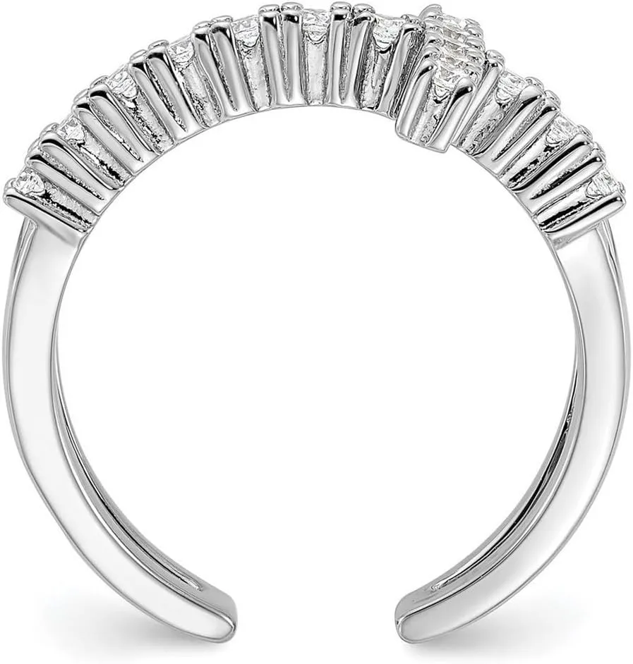 JewelryWeb 925 Sterling Silver Rhodium Plated Double Religious Faith Cross CZ Simulated Diamond Ring 16.9mm Wide Band Style-Ring for Women
