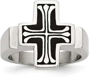 JewelryWeb Stainless Steel Enameled Polished Religious Faith Cross Ring Size 11 Band Style-Ring for Women